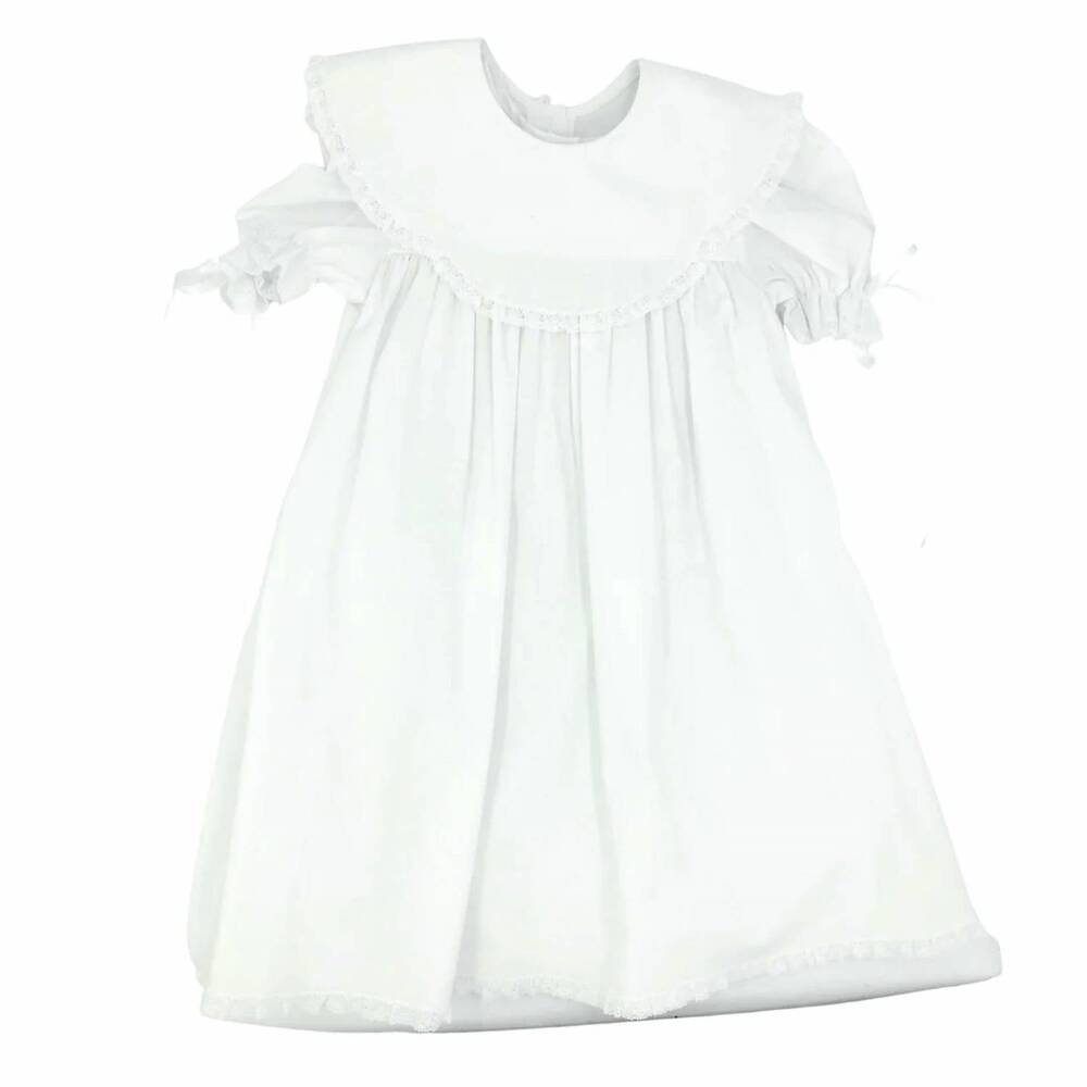 NEW AURALUZ baby's lace dress with bib lace collar in white